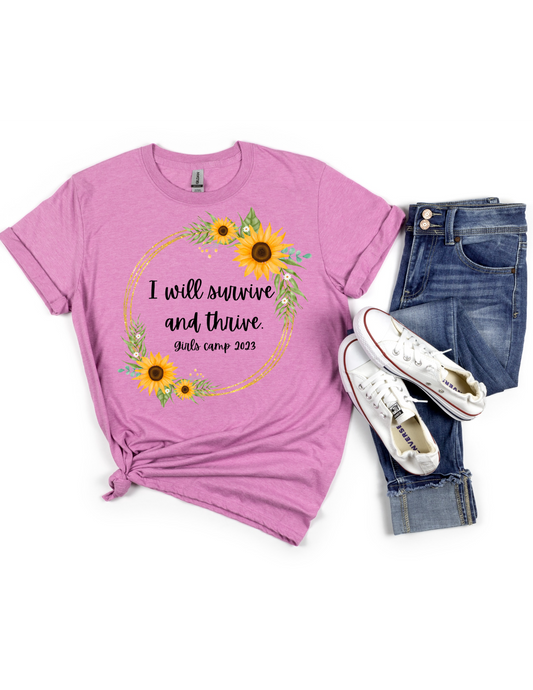 I Will Survive and Thrive Girl's Camp T-Shirt